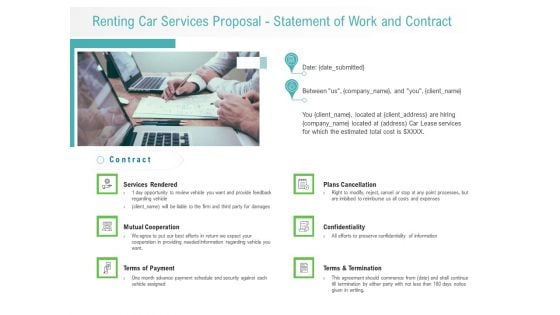 Renting Car Services Proposal Statement Of Work And Contract Sample PDF