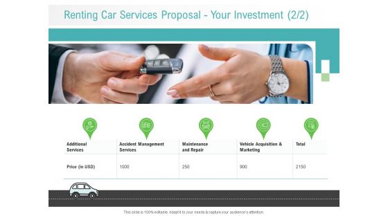 Renting Car Services Proposal Your Investment Price Ppt Styles Icon PDF