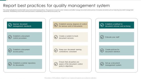 Report Best Practices For Quality Management System Graphics PDF