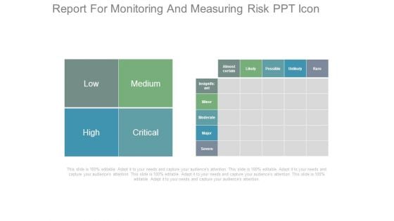 Report For Monitoring And Measuring Risk Ppt Icon