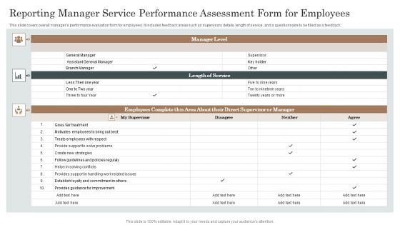 Reporting Manager Service Performance Assessment Form For Employees Background PDF Reporting Manager Service Performance Assessment Form For Employees Background PDF