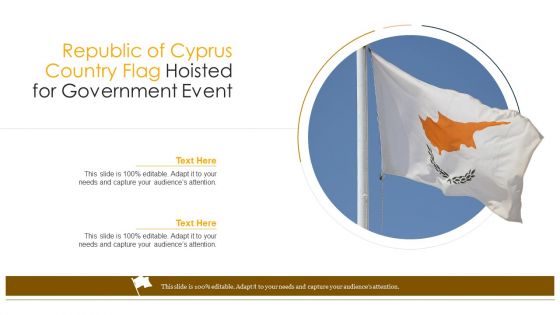 Republic Of Cyprus Country Flag Hoisted For Government Event Template PDF