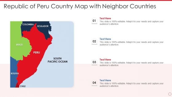 Republic Of Peru Country Map With Neighbor Countries Formats PDF