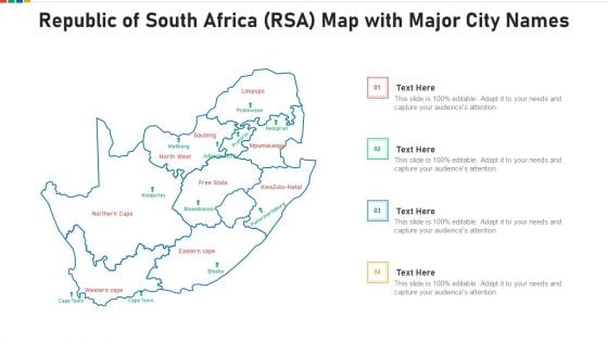 Republic Of South Africa RSA Map With Major City Names Diagrams PDF