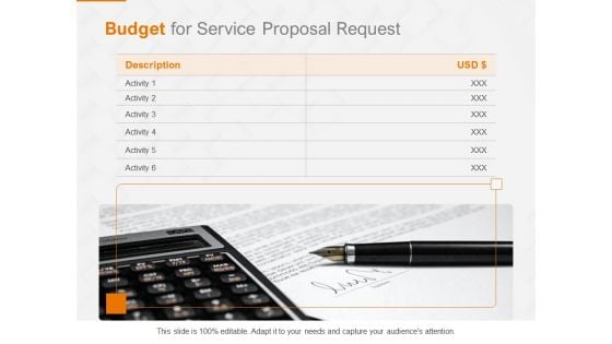 Request Corporate Work Budget For Service Proposal Request Ppt Visual Aids Example File PDF