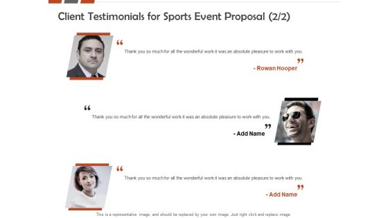 Request For Sporting Client Testimonials For Sports Event Proposal Ppt Infographic Template Examples PDF