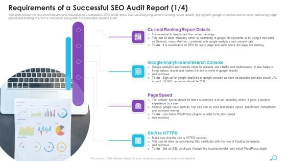 Requirements Of A Successful SEO Audit Report Analytics Ppt Slides Styles PDF Requirements Of A Successful SEO Audit Report Analytics Ppt Slides Styles PDF