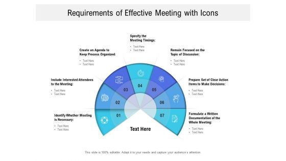 Requirements Of Effective Meeting With Icons Ppt PowerPoint Presentation Portfolio Gallery