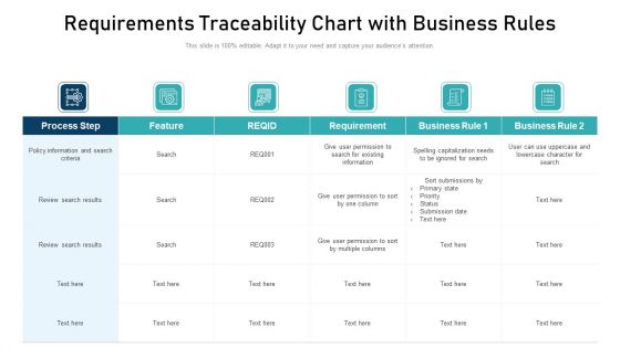 Requirements Traceability Chart With Business Rules Ppt Show Pictures PDF