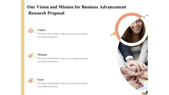 Research Advancement Services Our Vision And Mission For Business Advancement Research Proposal Themes PDF