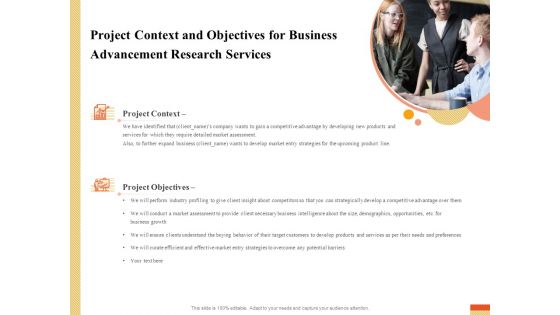 Research Advancement Services Project Context And Objectives For Business Advancement Research Services Graphics PDF