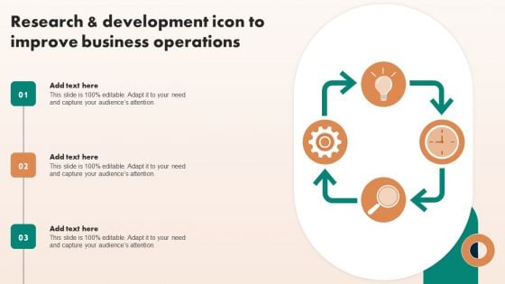 Research And Development Icon To Improve Business Operations Template PDF