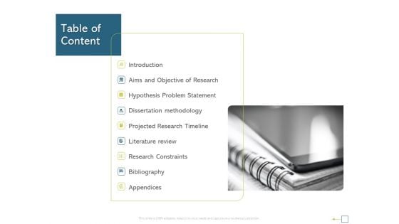 Research Proposal For A Dissertation Or Thesis Table Of Content Elements PDF