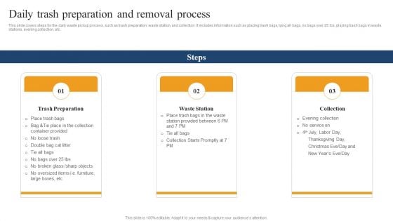 Residental Waste Management Services Proposal Daily Trash Preparation And Removal Background PDF