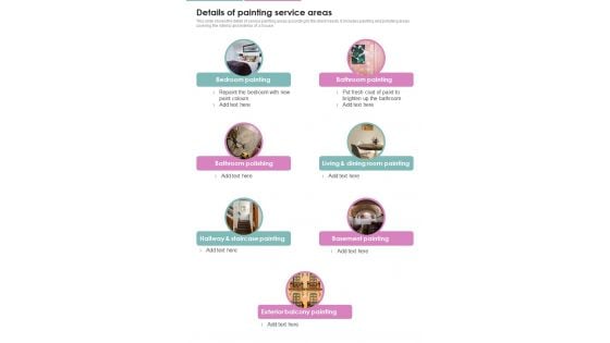 Residential Building Painting Details Of Painting Service Areas One Pager Sample Example Document