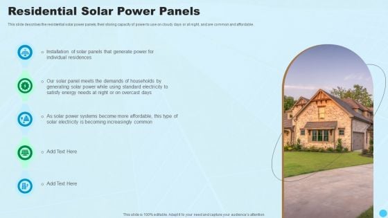 Residential Solar Power Panels Clean And Renewable Energy Ppt PowerPoint Presentation Styles Summary PDF