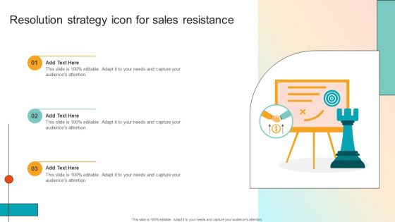 Resolution Strategy Icon For Sales Resistance Elements PDF