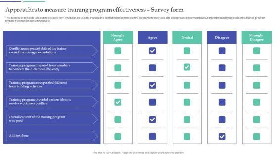 Resolving Team Disputes In Organization Approaches To Measure Training Program Portrait PDF