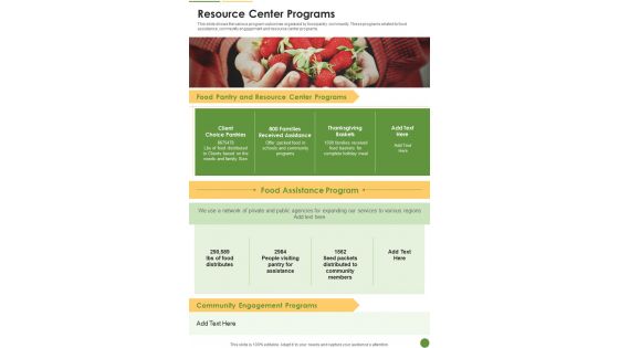 Resource Center Programs One Pager Documents