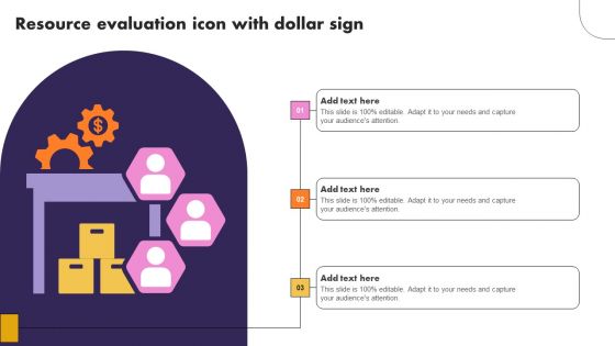 Resource Evaluation Icon With Dollar Sign Infographics PDF