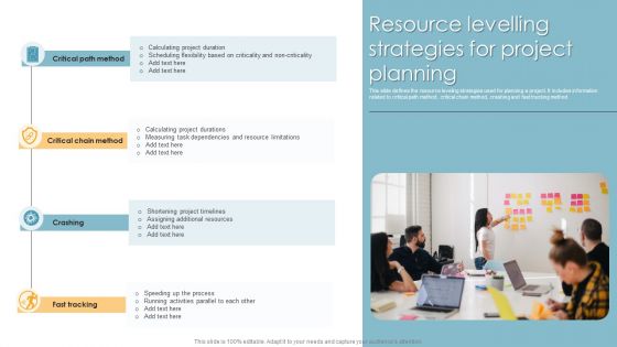 Resource Levelling Strategies For Project Planning Ppt PowerPoint Presentation Icon Infographic Template PDF