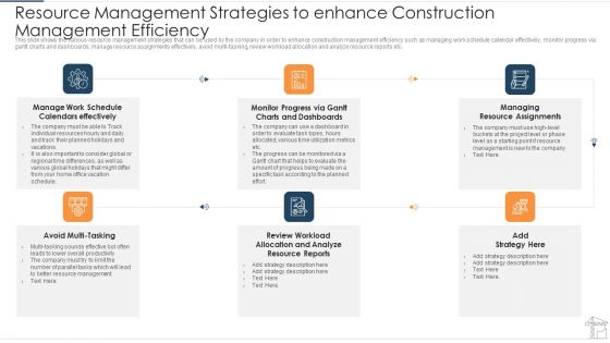 Resource Management Strategies To Enhance Construction Management Efficiency Demonstration PDF