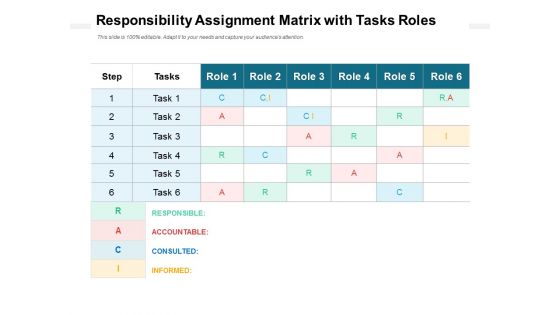 Responsibility Assignment Matrix With Tasks Roles Ppt PowerPoint Presentation Portfolio Design Templates
