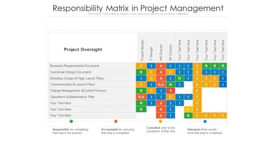 Responsibility Matrix In Project Management Ppt PowerPoint Presentation Pictures Grid PDF