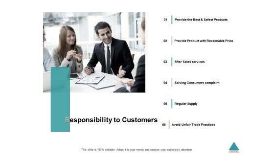 Responsibility To Customers Ppt PowerPoint Presentation Infographic Template Ideas