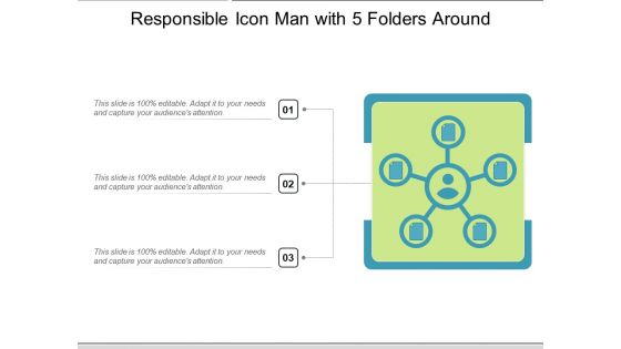 Responsible Icon Man With 5 Folders Around Ppt PowerPoint Presentation File Master Slide PDF