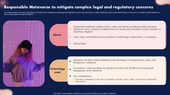 Responsible Metaverse To Mitigate Complex Legal And Regulatory Concerns Structure PDF