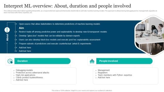 Responsible Technology Playbook Interpret Ml Overview About Duration And People Involved Sample PDF