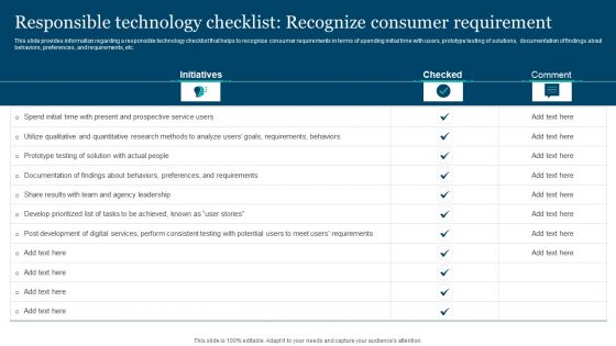 Responsible Technology Playbook Responsible Technology Checklist Recognize Consumer Background PDF