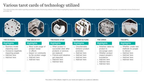 Responsible Technology Playbook Various Tarot Cards Of Technology Utilized Topics PDF