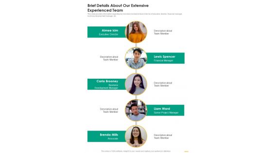 Restaurant Development Proposal Brief Details About Our Extensive One Pager Sample Example Document Restaurant Development Proposal Brief Details About Our Extensive One Pager Sample Example Document