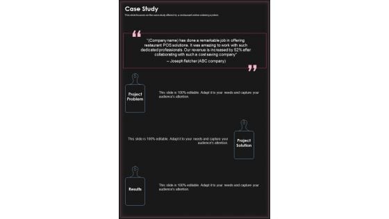 Restaurant Point Of Sale Proposal Case Study One Pager Sample Example Document