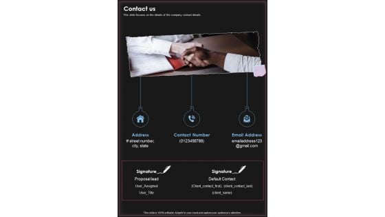 Restaurant Point Of Sale Proposal Contact Us One Pager Sample Example Document Restaurant Point Of Sale Proposal Contact Us One Pager Sample Example Document