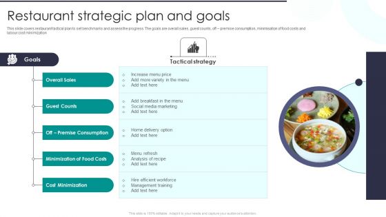 Restaurant Strategic Plan And Goals Icons PDF