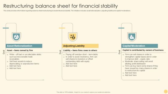 Restructuring Balance Sheet For Financial Stability Ppt PowerPoint Presentation File Files PDF