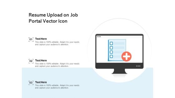 Resume Upload On Job Portal Vector Icon Ppt PowerPoint Presentation Summary Graphics Design PDF