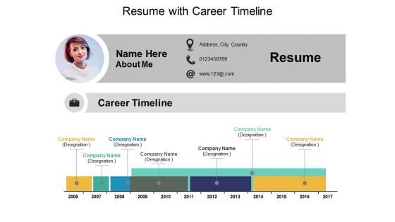 Resume With Career Timeline Ppt PowerPoint Presentation Gallery Diagrams