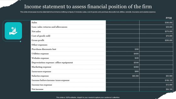 Retail Apparel Online Income Statement To Assess Financial Position Of The Firm Sample PDF