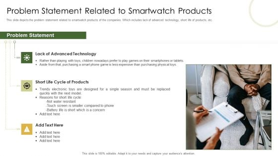 Retail Capital Funding Elevator Problem Statement Related To Smartwatch Products Graphics PDF