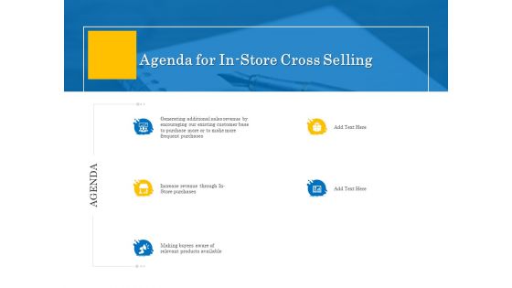 Retail Cross Selling Techniques Agenda For In Store Cross Selling Mockup PDF