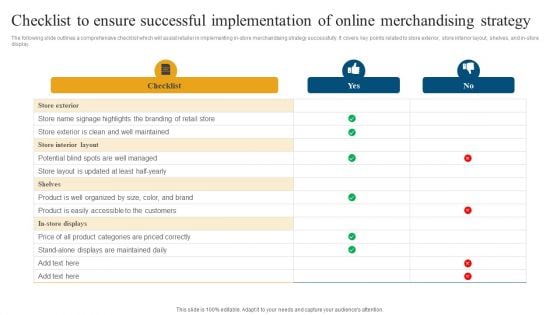 Retail Ecommerce Merchandising Tactics For Boosting Revenue Checklist To Ensure Successful Implementation Introduction PDF