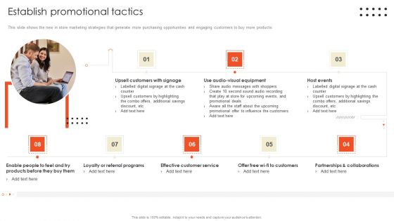 Retail Marketing Campaign Effective Techniques Establish Promotional Tactics Icons PDF