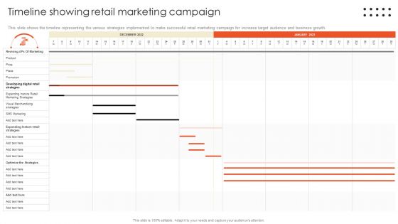 Retail Marketing Campaign Effective Techniques Timeline Showing Retail Marketing Topics PDF Retail Marketing Campaign Effective Techniques Timeline Showing Retail Marketing Topics PDF