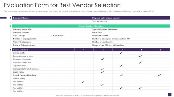 Retail Merchandising Program Evaluation Form For Best Vendor Selection Clipart PDF