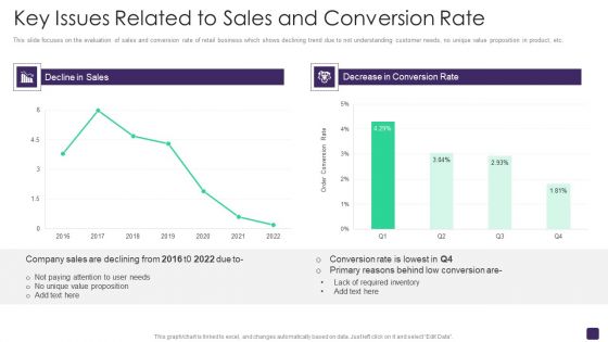 Retail Merchandising Program Key Issues Related To Sales And Conversion Rate Sample PDF