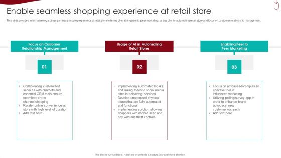 Retail Outlet Experience Optimization Playbook Enable Seamless Shopping Experience At Retail Store Sample PDF